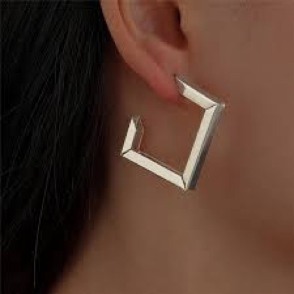 Elegant Silver Geometric Earrings - Picture 1 of 2